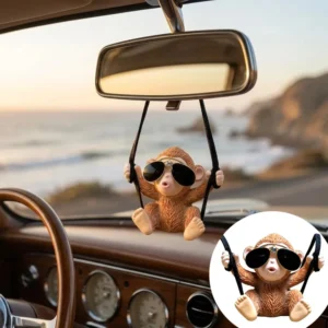 Cute Swing Monkey Car Hanging Ornament Rearview Mirror Pendant Cool Car Interior Decor Accessories Gift For Friends