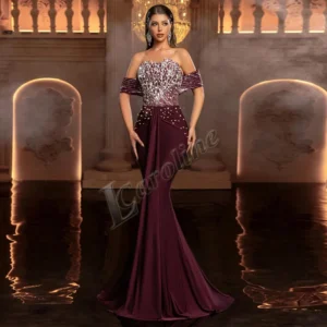 Caroline Charming Mermaid Evening Dresses for Women Off the Shoulder Lace Appliques Saudi Arabric Vestidos De Fiesta Customized