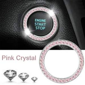 Practical Pink Circle Trim Decorative Accessories Diamond Ring Car Button Start Switch