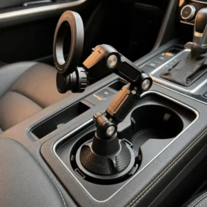 Car Cup Holder Phone Mount, Magnetic Long Arm Cell Phone Holder for Car, 360 Rotatable Mechanical Foldable Phone Bracket