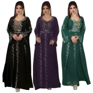 New Women Elegant Dress Chiffon Open Abaya with Zipper Muslim Women Dress Islamic Clothing Cardigan Abaya Women Muslim Dress