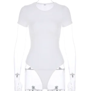 Short-Sleeve Crew-Neck Stretch Bodysuit
