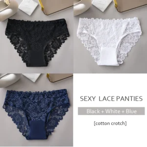 Three-Pack Floral Lace-Panel Briefs