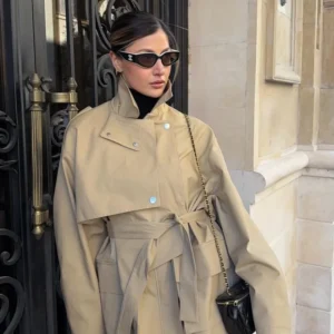 Drawstring-Waist Utility Jacket with Storm Flap