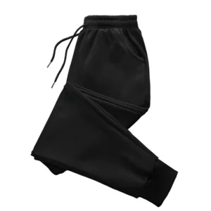 Plain Drawstring Joggers with Cuffed Hems