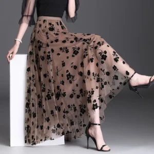 Taupe With Black Flowers