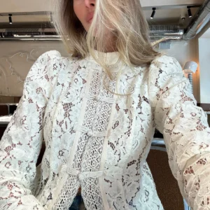 Floral Lace Blouse with Decorative Front Closures