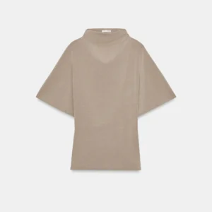 Draped High-Neck Top and Asymmetric Skirt Options