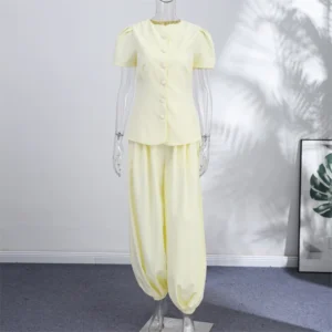 Button-Front Blouse and Balloon-Leg Trouser Options