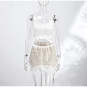 Lace-Trim Camisole and Sequin Mini Skirt Options
