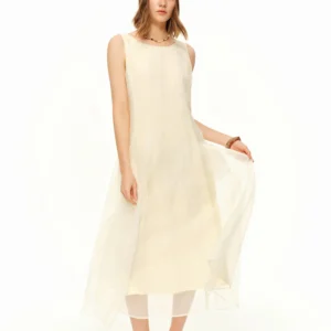 Sleeveless Layered Organza Midi Dress