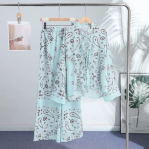Paisley Tie-Front Blouse and Wide-Leg Trouser Options