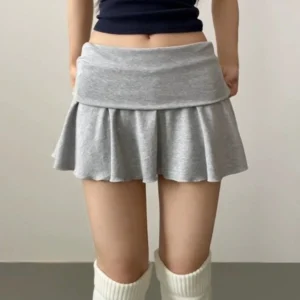 Foldover-Waist Mini Skort
