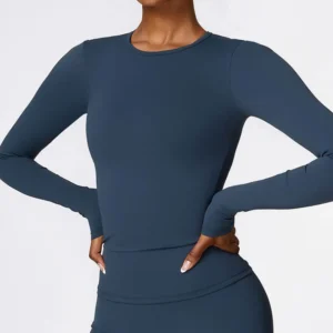 Fitted Long-Sleeve Training Top with Thumbholes
