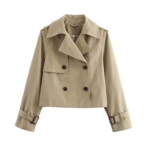Cropped Double-Breasted Trench Jacket