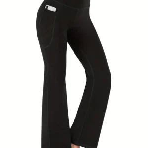 High-Waist Flared Stretch Trousers with Pockets