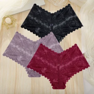Three-Pack Floral Lace Boyshorts