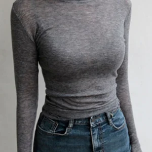 Fine-Knit Long-Sleeve Fitted Layering Tee