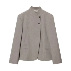 Stand-Collar Jacket with Two-Button Neckline