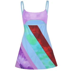 Colour-Block Mini Dress with Waist Cutout