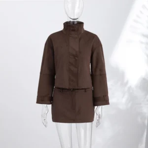 Suede-Look Jacket and Mini Skirt Sets or Textured Skirt