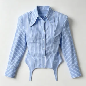 Striped Tie-Back Shirt with Sculpted Shoulders