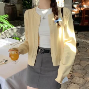 Lightweight Button-Front Knit Cardigan