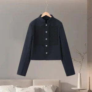 Cropped Stand-Collar Jacket with Braided Front