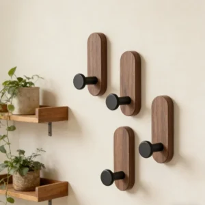 Wood-Style Wall Hooks with Rounded Pegs