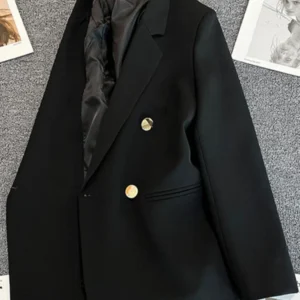 Double-Breasted Blazer with Notched Lapels