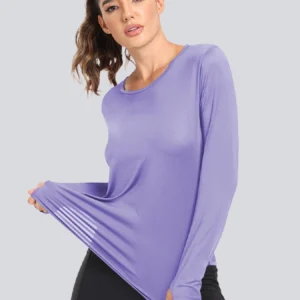 Relaxed Long-Sleeve Training Tee with Curved Hem