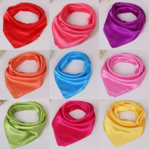Plain Satin-Finish Square Scarf — 60 × 60 cm