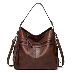 Soft Shoulder Bag with Multiple Zip Pockets