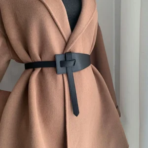 Asymmetric PU Waist Belt with Long Tab