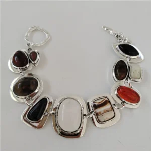 Multicolour Resin Link Bracelet with Toggle Clasp