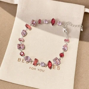 Coloured-Stone Link Bracelet with Extension Chain