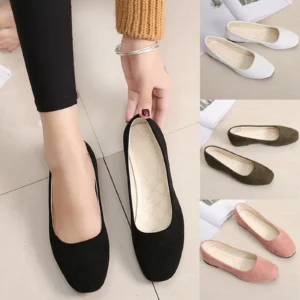 Suede-Finish Slip-On Ballet Flats
