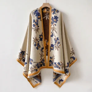 Cream Floral With Mustard Border