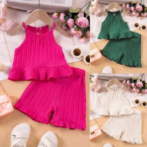 Girls' Polyester Matching Set – Sleeveless