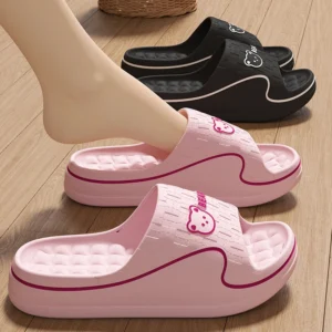 Bear-Motif EVA Slides with Textured Footbeds