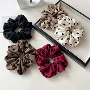 Satin-Finish Scrunchie in Polka Dots or Black
