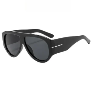Oversized Flat-Top Sunglasses with Wide Temples
