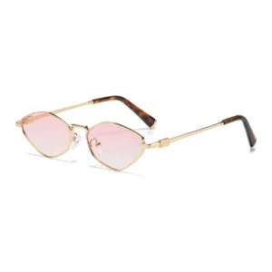 Gold-tone frame, pink lenses / إطار ذهبي وعدسات وردية