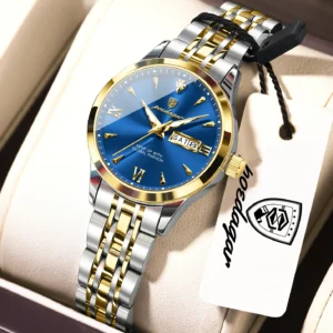 Two-tone bracelet, blue dial / سوار ثنائي اللون وميناء أزرق