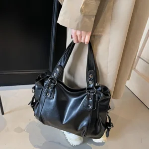 Soft Stud-Detail Tote with Detachable Strap