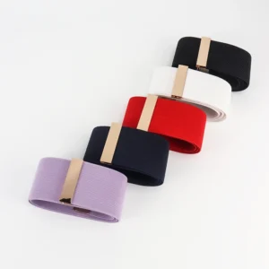 Wide Elastic Waist Belt with Rectangular Clasp