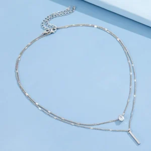 Silver-tone Round Stone And Bar