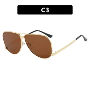 Gold-tone frame, brown lenses / إطار ذهبي وعدسات بنية