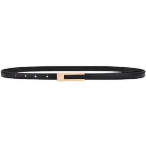 Slim Split-Leather Belt with Open Rectangular Buckle