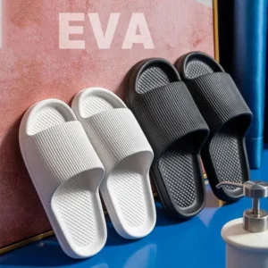 Ribbed EVA Slides with Textured Footbeds